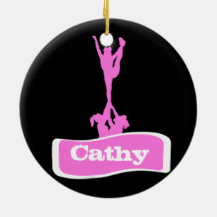 Customizeable Cheerleader stunt ornament