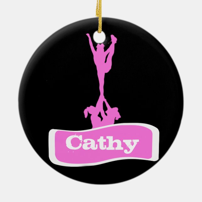 Customizeable  Cheerleader stunt ornament (Back)