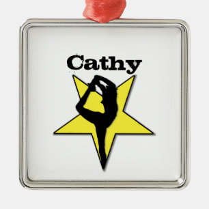 Customizeable Cheerleader yellow star ornament