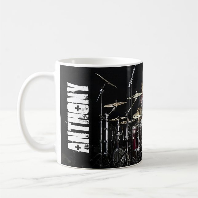 Customizeable Editable Name Drummer Coffee Mug (Left)