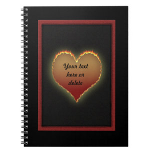 Customizeable Flaming Heart Notebook