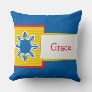 Customizeable Name Philippine Sun Filipino Throw Pillow