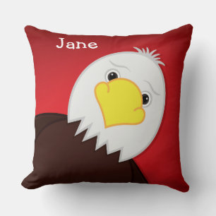 Customizeable Name USA Cute American Eagle Throw Pillow