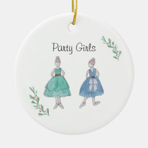 Customizeable Nutcracker Party Girls Keepsake Ceramic Ornament