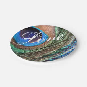 Customizeable Peacock Feather Plate