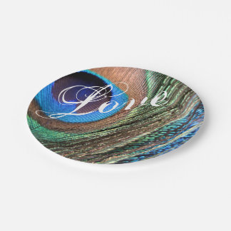 Customizeable Peacock Feather Plate