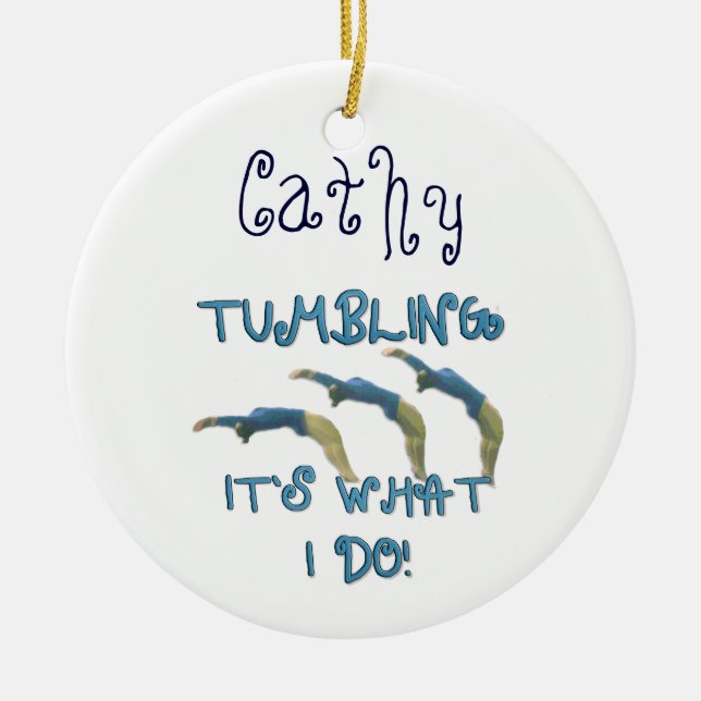Customizeable tumbling gymnast ornament (Front)