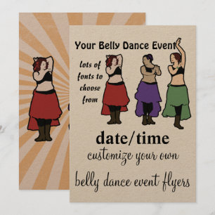 Customizeably belly dance event invitation