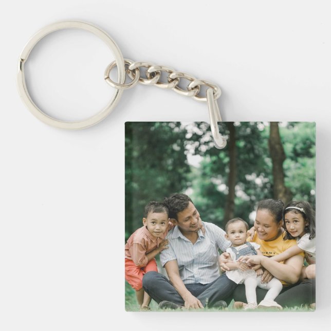 Customized 2 Family Photo Double Sided Template  Keychain (Front)
