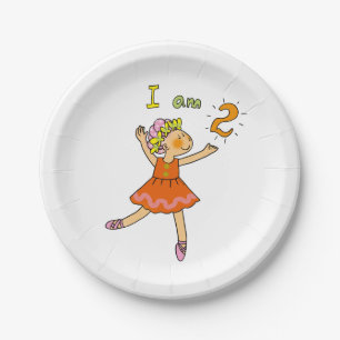Customized 2nd happy birthday girl ballerina party paper plate