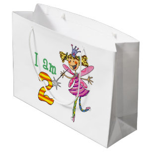 Customized 2nd happy birthday princess fairy party large gift bag