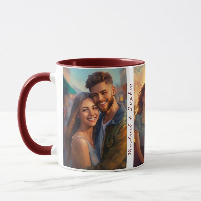 Customized 3 Photo Printed Mug (Left)