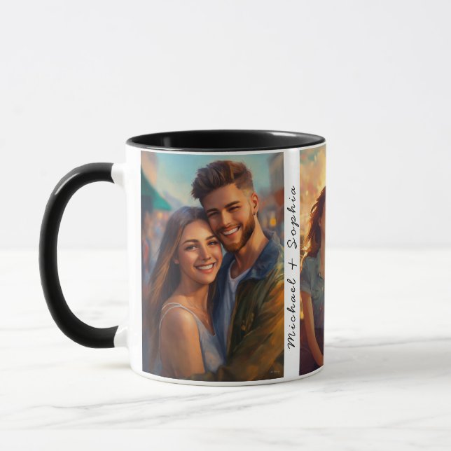 Customized 3 Photo Printed Mug (Left)