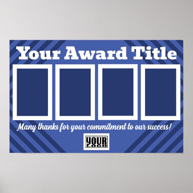 Customized 4-photo employee student award display poster (Front)
