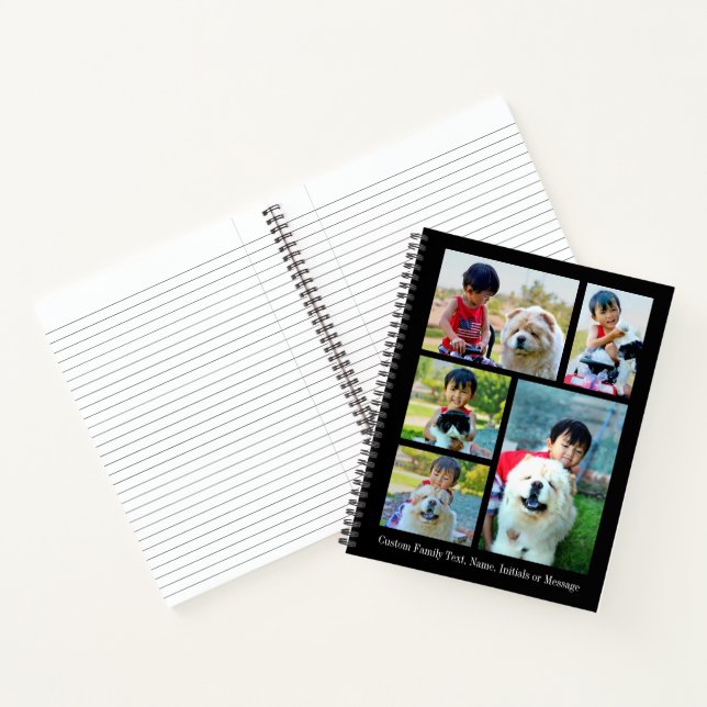 Customized 5 Photo Collage Modern Picture Image Notebook (Inside)