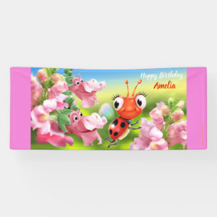 Customized 6' x 2.5' Ladybug Birthday vinyl Banner
