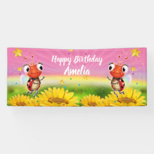 Customized 6' x 3' Ladybug Birthday vinyl Banner