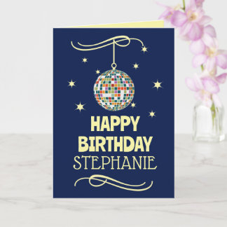 Customized 70th Birthday Retro Disco Ball Card