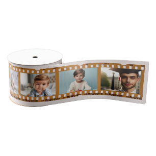 Customized 8-Photo Film Negative All-Occasion Pink Grosgrain Ribbon