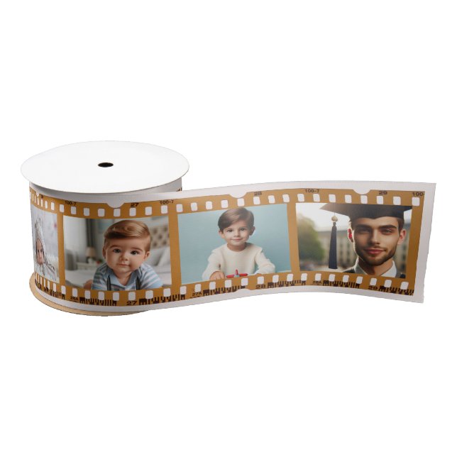 Customized 8-Photo Film Negative All-Occasion Pink Satin Ribbon (Spool)