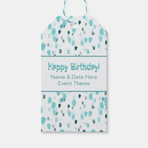 Customized Abstract Blue, Grey Paint Splash Art Gift Tags