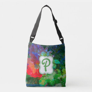  Customized Abstract Monogram Rose Garden  Crossbody Bag
