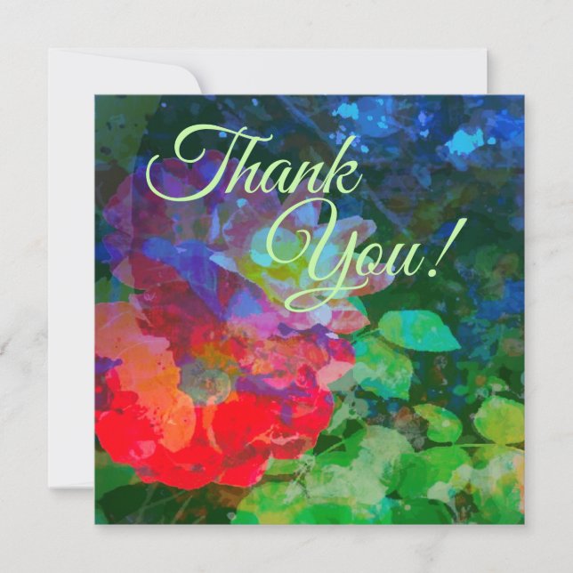 Customized Abstract Rose Garden  Thank You Card (Front)