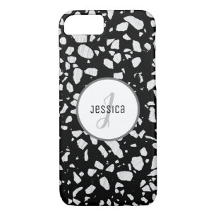 Customized Abstract Terrazzo Black & White Pattern Case-Mate iPhone Case
