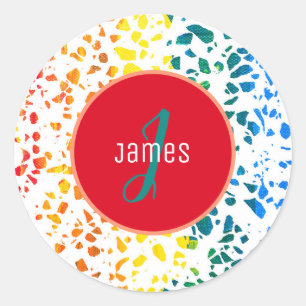 Customized Abstract Terrazzo Colourful Pattern Classic Round Sticker