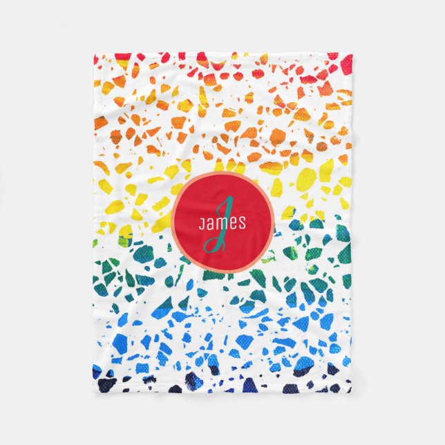 Customized Abstract Terrazzo Colourful Pattern  Fleece Blanket (Front)