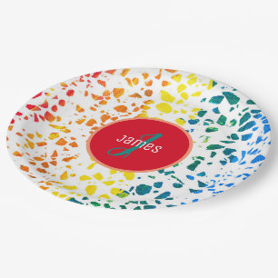 Customized Abstract Terrazzo Colourful Pattern Paper Plate