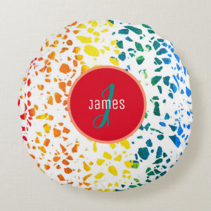 Customized Abstract Terrazzo Colourful Pattern Round Pillow