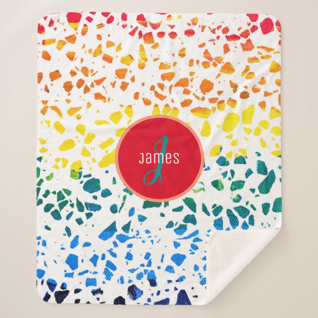 Customized Abstract Terrazzo Colourful Pattern Sherpa Blanket (Front)