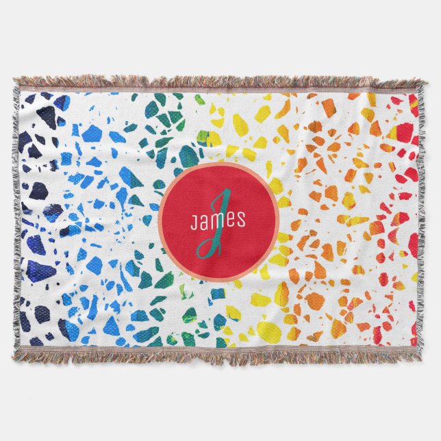 Customized Abstract Terrazzo Colourful Pattern Throw Blanket (Front)