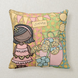 Customized African American Girl Lemonade Pillow