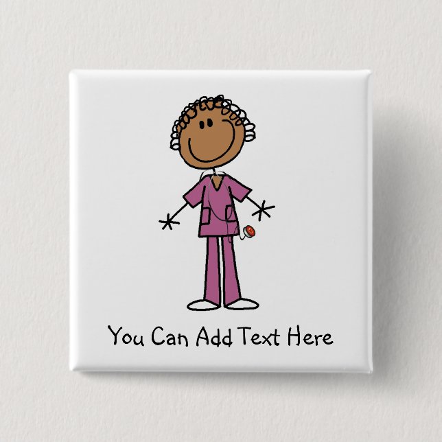 Customized African American Nurse  Button (Front)