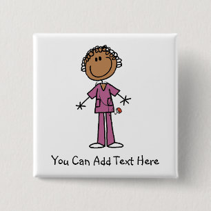 Customized African American Nurse  Button
