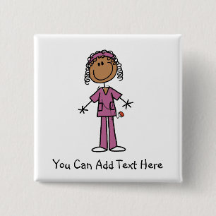 Customized African American Nurse Button