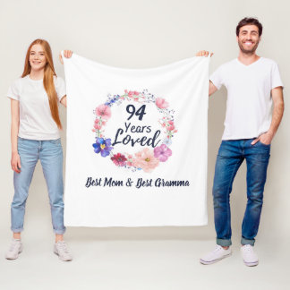 Customized Age Personalized Years Loved 94 Years Fleece Blanket