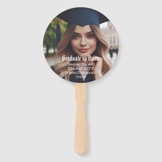 Customized All Over Graduate Photo, Name and Class Hand Fan (Front)