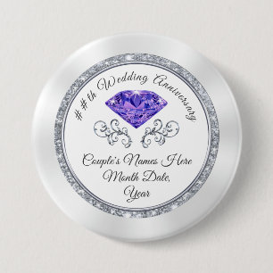 Customized Amethyst Anniversary Favours 3 Inch Round Button