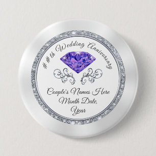 Customized Amethyst Anniversary Favours Anniversar 3 Inch Round Button
