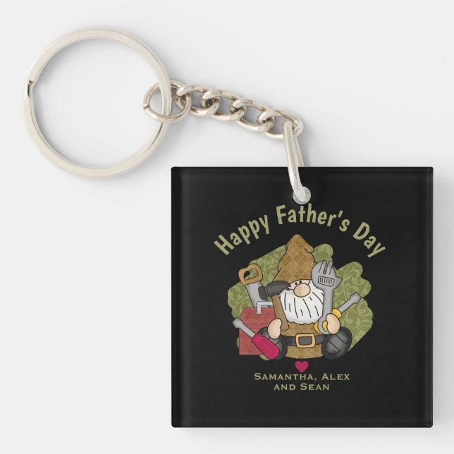 Customized and Personalized Handyman Garden Gnome Keychain (Front)