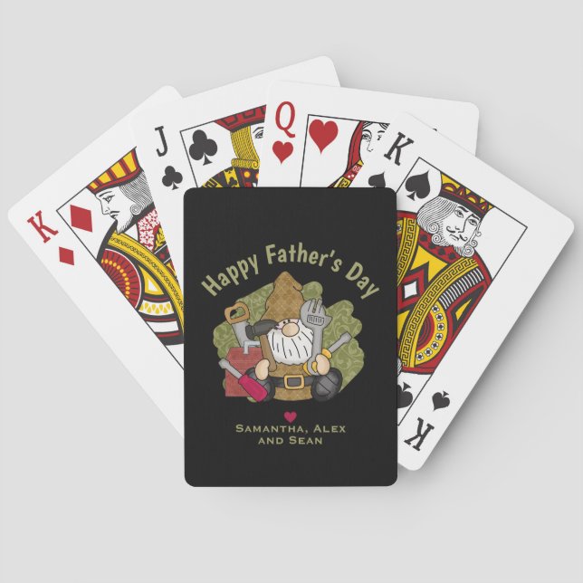 Customized and Personalized Handyman Garden Gnome Playing Cards (Back)