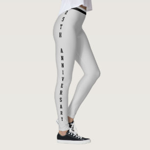 Customized Anniversary Day Silver Black Monogram Leggings
