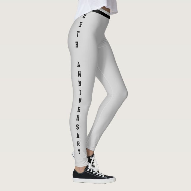 Customized Anniversary Day Silver Black Monogram Leggings (Right)