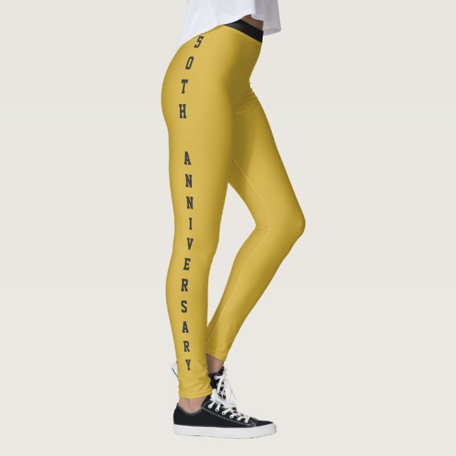 Customized Anniversary Gold Jet Black Monogram Fun Leggings (Right)