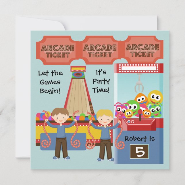 Customized Arcade Birthday Party Invitation (Front)