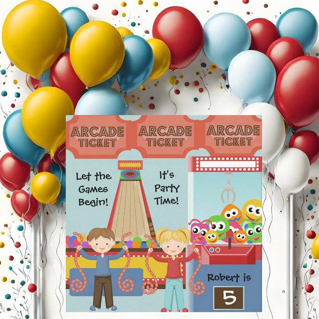 Customized Arcade Birthday Party Invitation (Creator Uploaded)