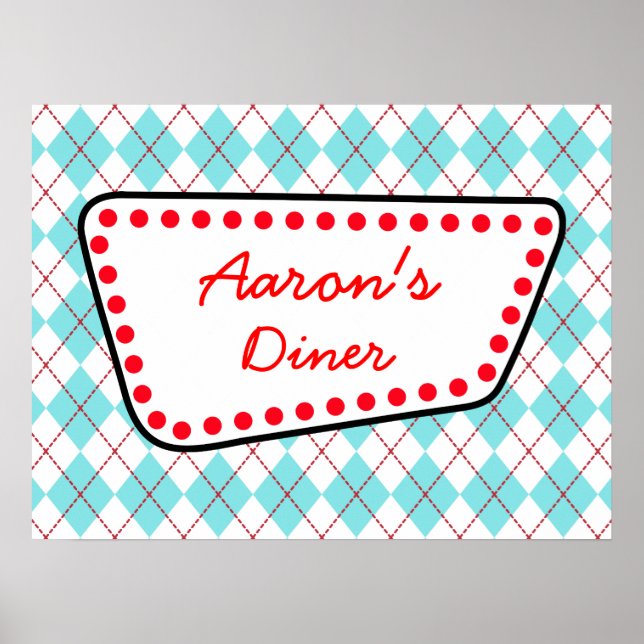 Customized Argyle Diner Sign Poster (Front)